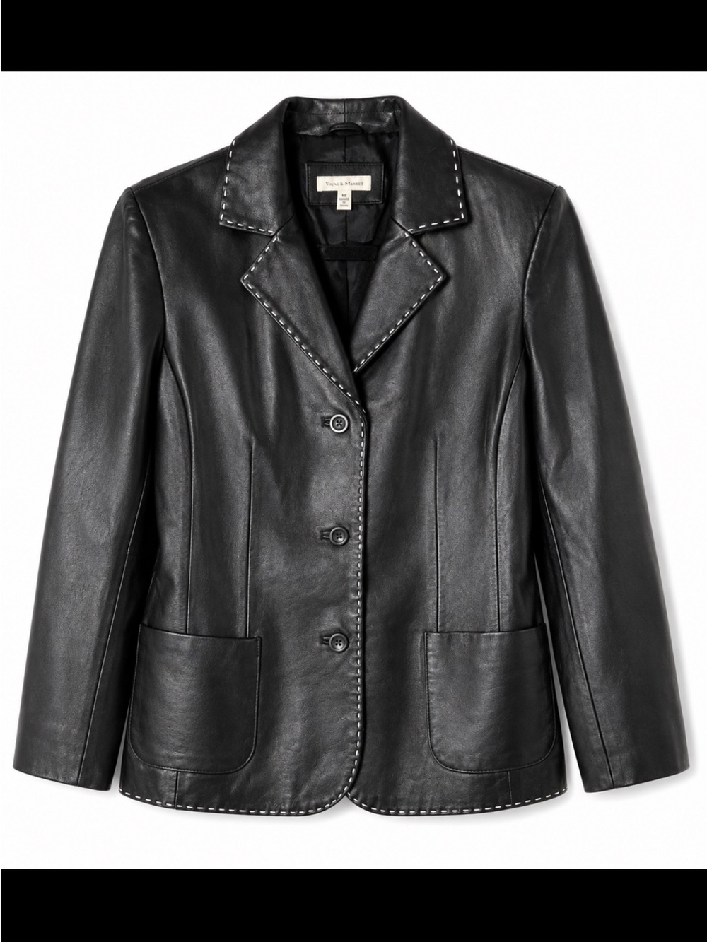 Yvonne Marie Black Leather Button-Front Jacket